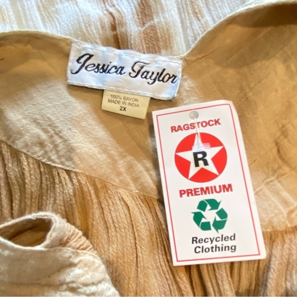 JESSICA TAYLOR Women's plus size 2X Tan Cream lightweight gauzy Midi flowy Dress - Picture 5 of 5